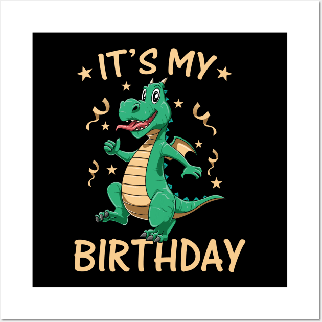 Happy Birthday Dragon Lovers Cute Kids Bday Wall Art by melostore